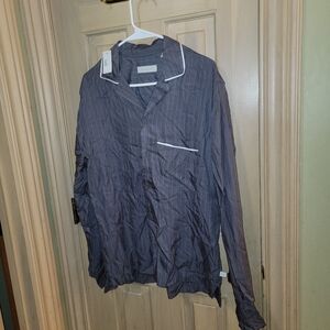 NWT Mens Sz S Urban Outfitters Pajamas Shirt Gray Striped For Regular Daily Wear